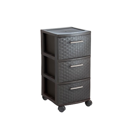 3-Drawer Rolling Storage Cart 26 In. H X 12.6 In. W In Espresso